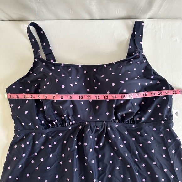 Swimsuits For All Women's Plus Size Flared Tankini Top Purple Dot - Picture 6 of 7